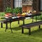 8 Feet Patio Portable Fold-in-Half Table with Robust Metal Legs and Joint Safety Lock